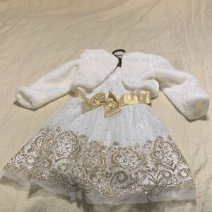 Elegant White and Gold Kids  Dress